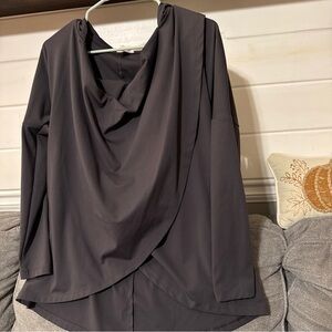 Ingrid & Isabel Slate Drape Neck Blouse XS yoga stretch